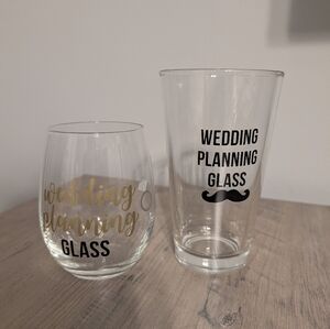 Wedding Planning Glass Set - Gold and Black